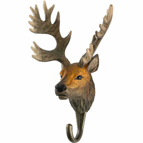 WILDLIFE GARDEN - Hand Carved Hook - Red Deer